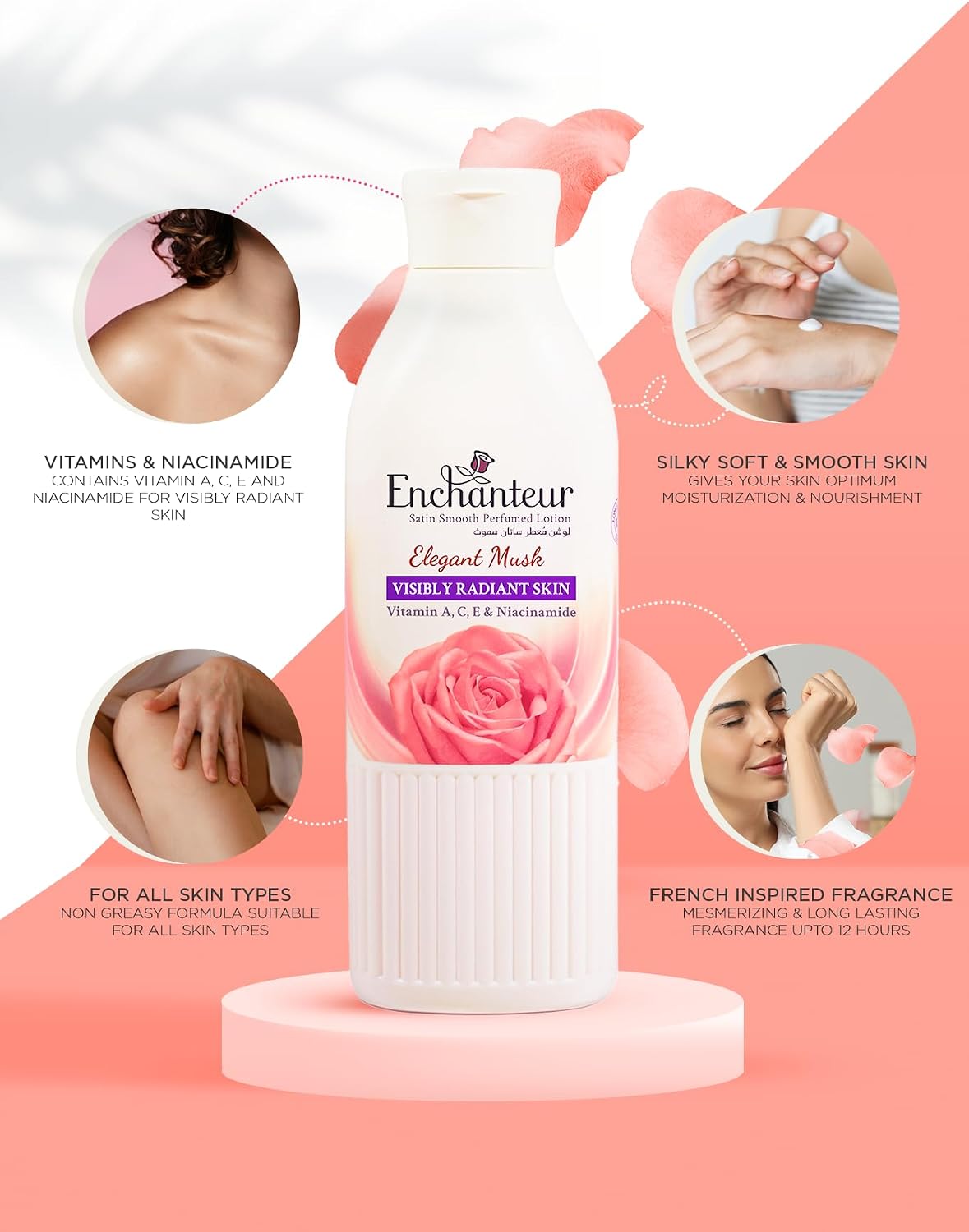 Enchanteur Satin Smooth Elegant Musk Lotion - 250ml