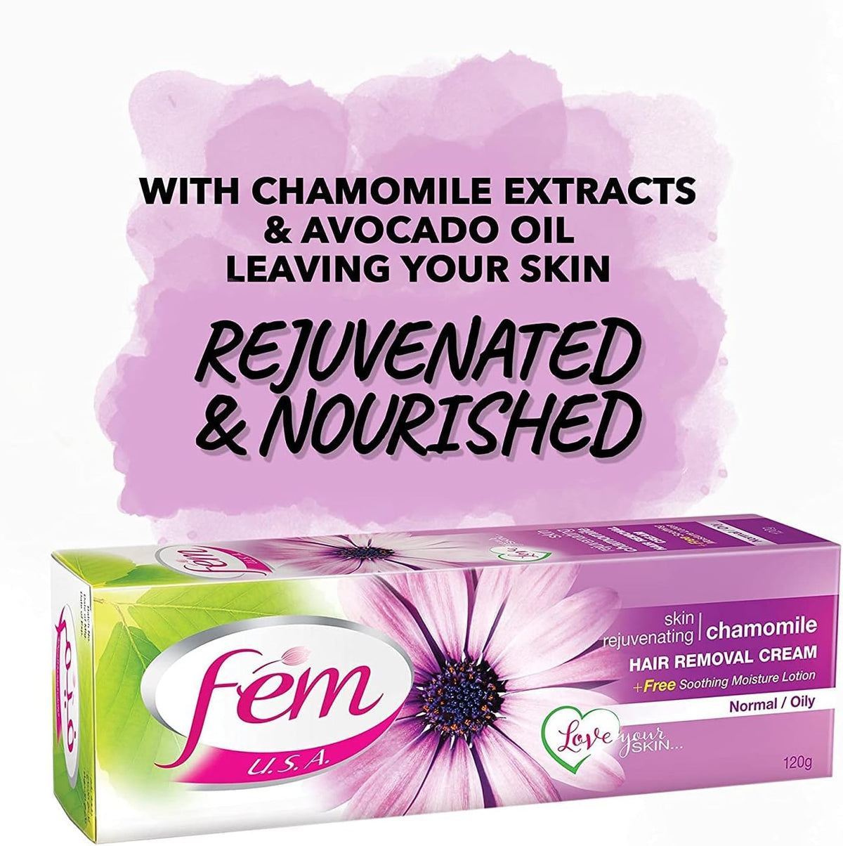 Fem Hair Removal Cream with Rejuvenating Chamomile - 120 Gm - Twin Pack