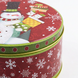 Metal Round Christmas Candy Box Red & Green - 20cm