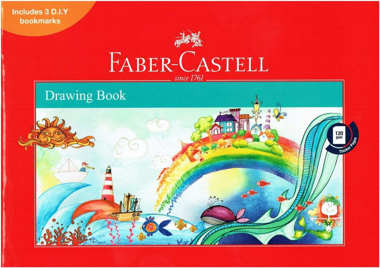 Faber-Castell Creative Art Set – Drawing Book A4 + 12 Colour Pencils + 12 Fibre-Tip Markers + 12 Wax Crayons
