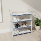 4-Tier Wooden and Metal Shoe Rack White - 60×50×20cm