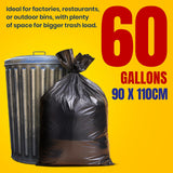Garbage Bags Roll, 20 Bags, 60 Gallon, 90 × 110 cm (X Large) - Black