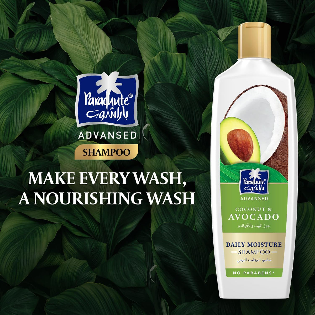 Parachute Advanced Coconut & Avocado Daily Moisture Shampoo, 340 ml