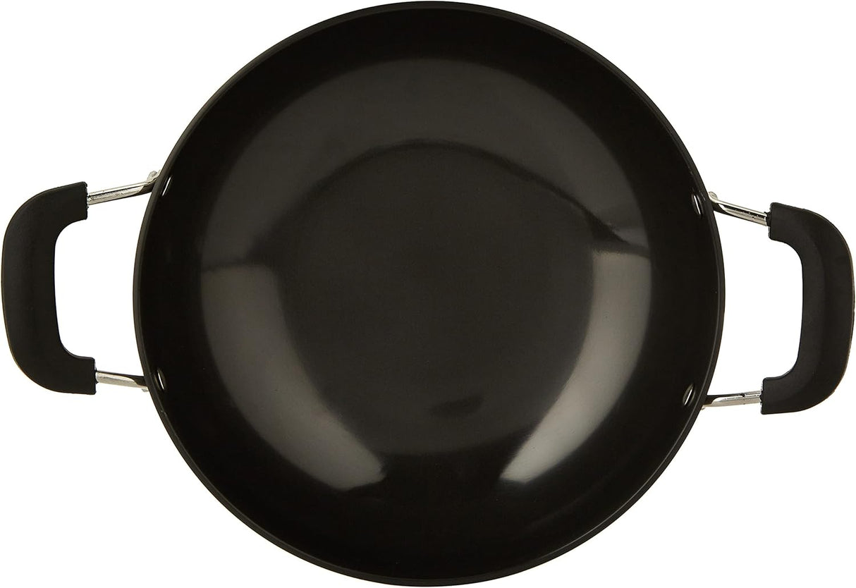 RAJ Anodized Cookware Deep Kadai 29cm, 3mm thickness, Metal Spoon Friendly