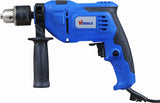 مثقاب كهربائي VTOOLS 650 واط متعدد الوظائف (مطرقة ومثقاب)، مقبض جانبي دوار 360 درجة، مسطرة توجيه، وسرعة متغيرة، أزرق، VT1206