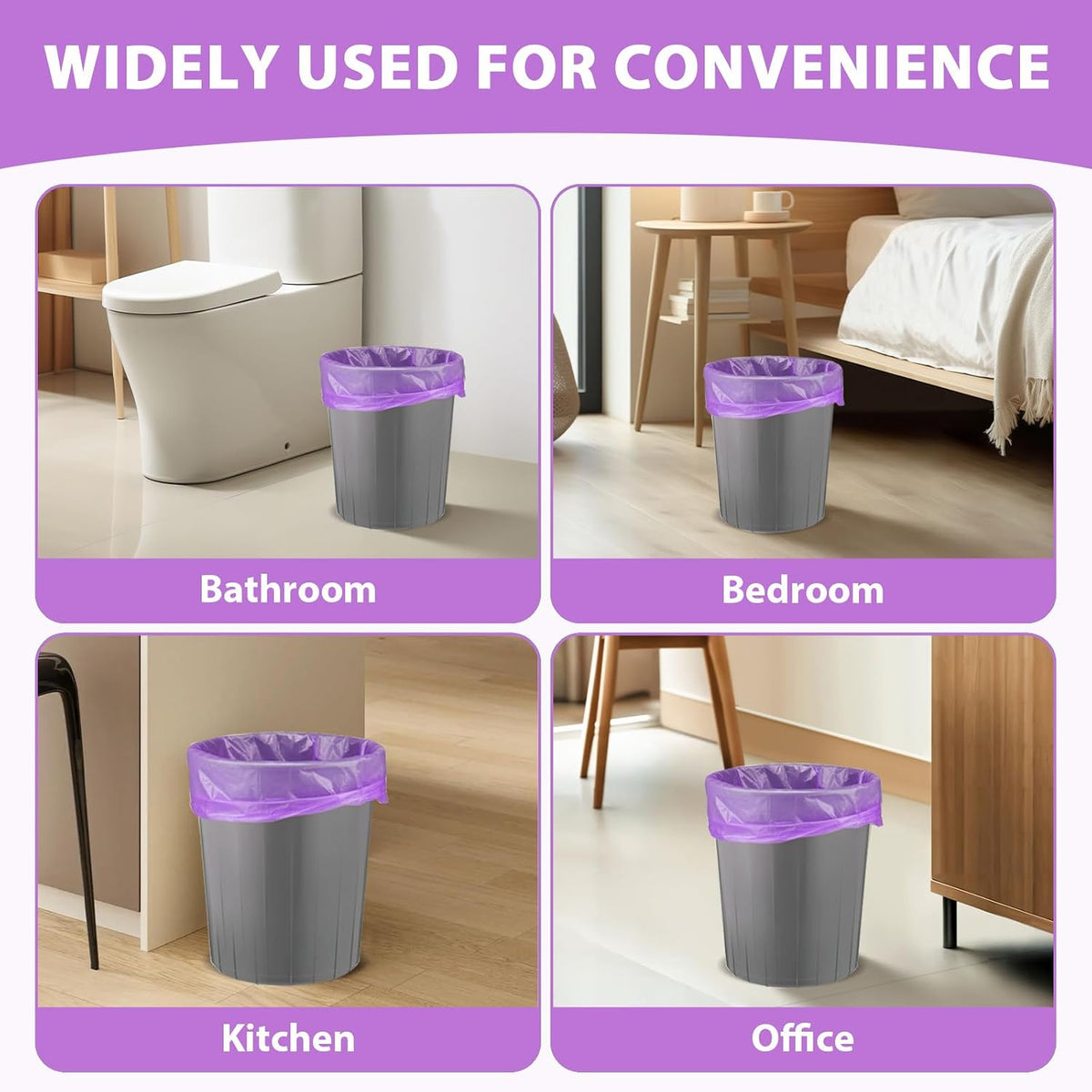 Garbage Bags Lavender-Scented, 5 Gallon, 46 × 52 cm, 30 Bags per Roll (XX Small) – Pack of 2
