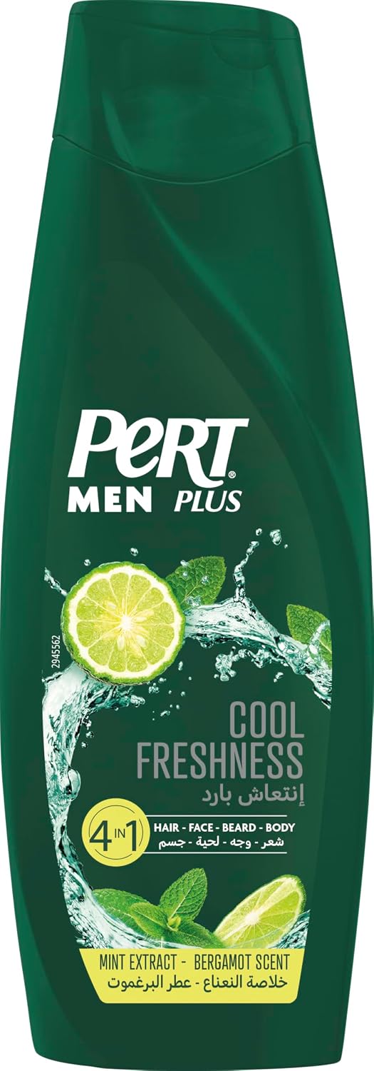 Pert Plus Men, Cool Freshness Shampoo, 4in1 for Hair, Face, Beard and Body, 360 ml