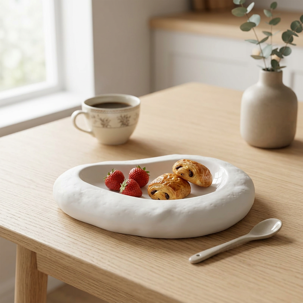 Textured Ceramic Serving Dish White - 20cm