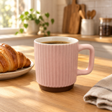 Ceramic Ribbed Mug Dusty Pink - 400ml