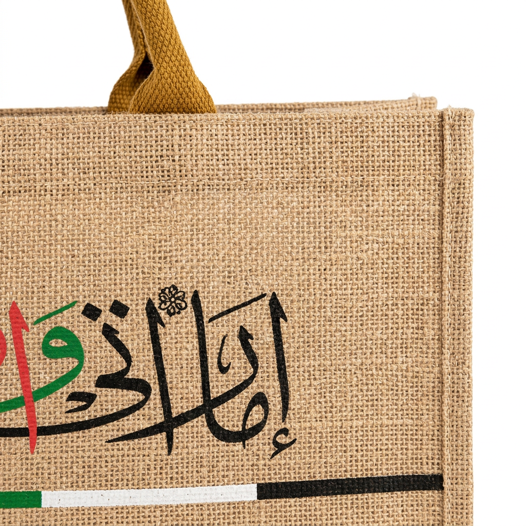 UAE-Inspired Arabic Calligraphy Jute Tote Bag - 30×40cm