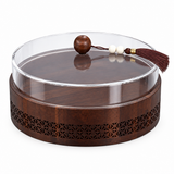 Wooden Candy Bowl with Acrylic Lid Brown - 25x10cm