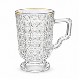 Textured Glass Mug with Gold-Colored Rim - 240ml
