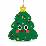 Wooden Christmas Tree Hanging Decoration Green - 10cm