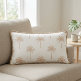Rectangular Palm Tree Cushion Ivory & Beige - 28×50cm