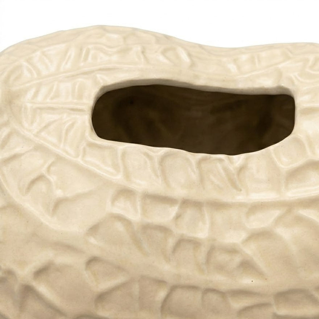 Cream Ceramic Peanut-Shaped Napkin Holder - 15×20 cm