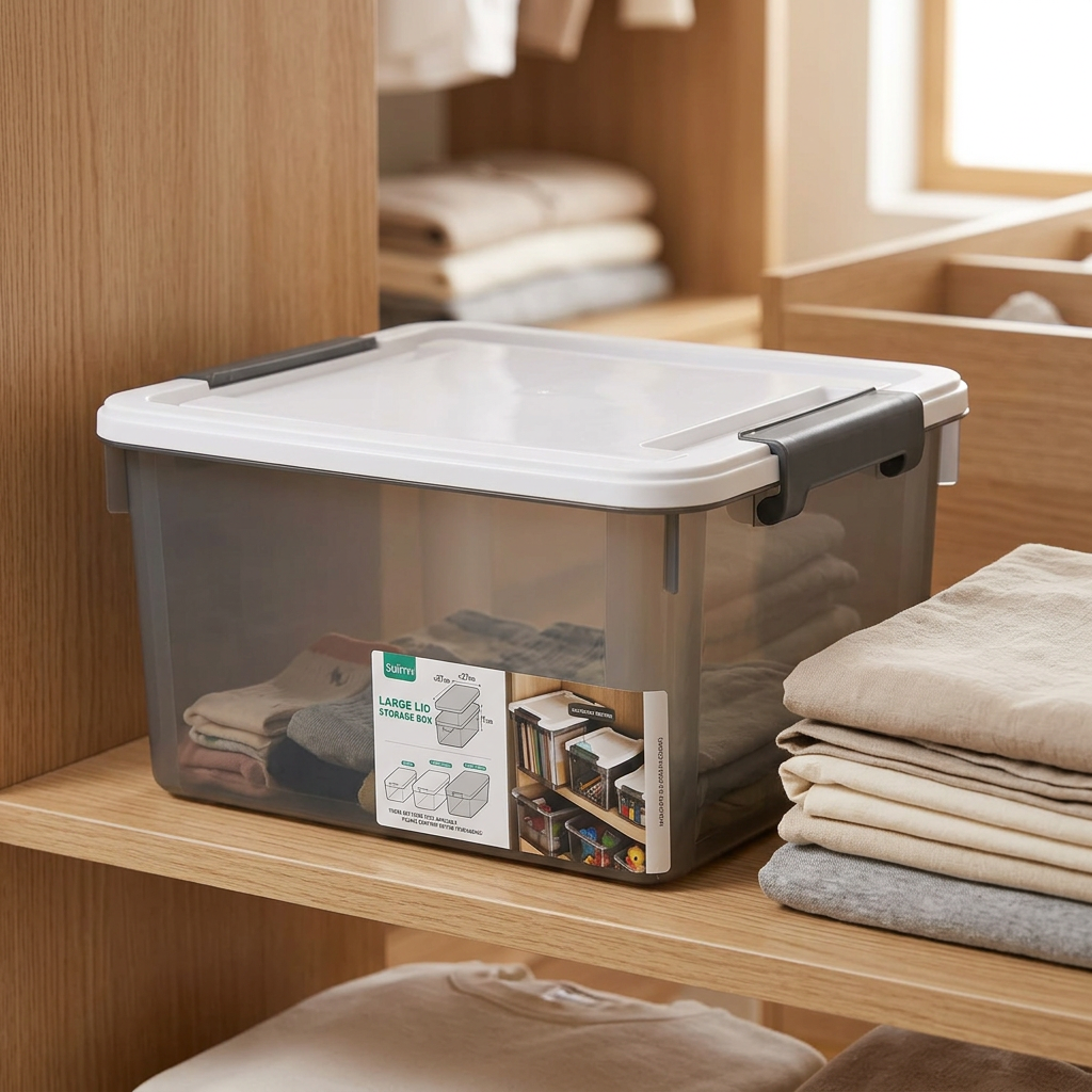 Sunty Plastic Storage Box with Lid - 37×27cm
