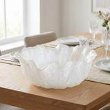 Resin Cabbage Leaf Shape Bowl Pearl White - 25cm