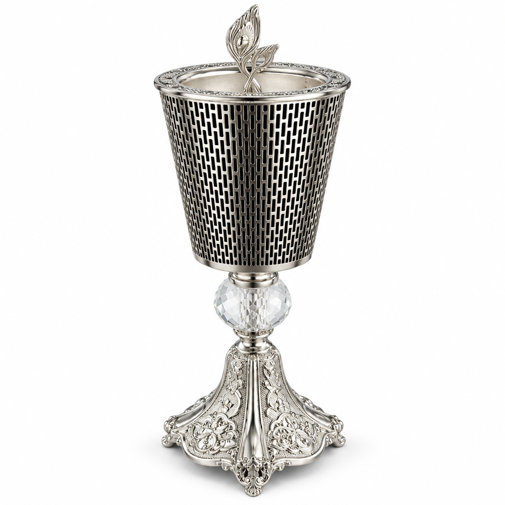 Metal Incense Burner Silver & Black - 25×10cm