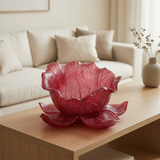 Resin Flower-Shaped Decorative Bowl Burgundy - 30cm