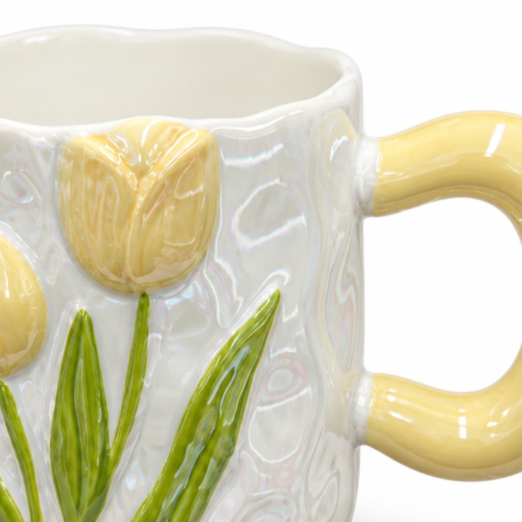 Ceramic Mug With Yellow Handle - 400ml