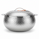 Pradeep Shahla Silver Stainless Steel Hotpot | Hammered Diamond-Texture Insulated Casserole Dish with Lid & Handles |