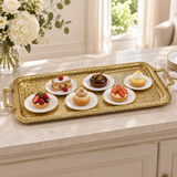 Rectangular Stainless Steel Serving Tray with Handles Gold – 85×30cm