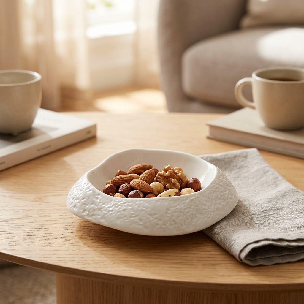 Textured Ceramic Bowl White – 12cm
