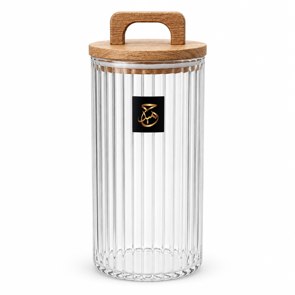 Hamid Glass Canister with Wooden Lid - 1300ml