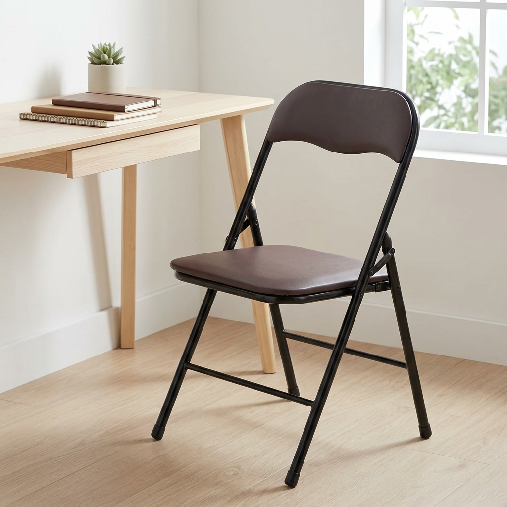Metal Folding Chair with Dark Brown Seat – 80×40cm