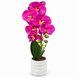 Artificial Orchid Flower Plant with Plastic Pot Magenta Pink –  42cm