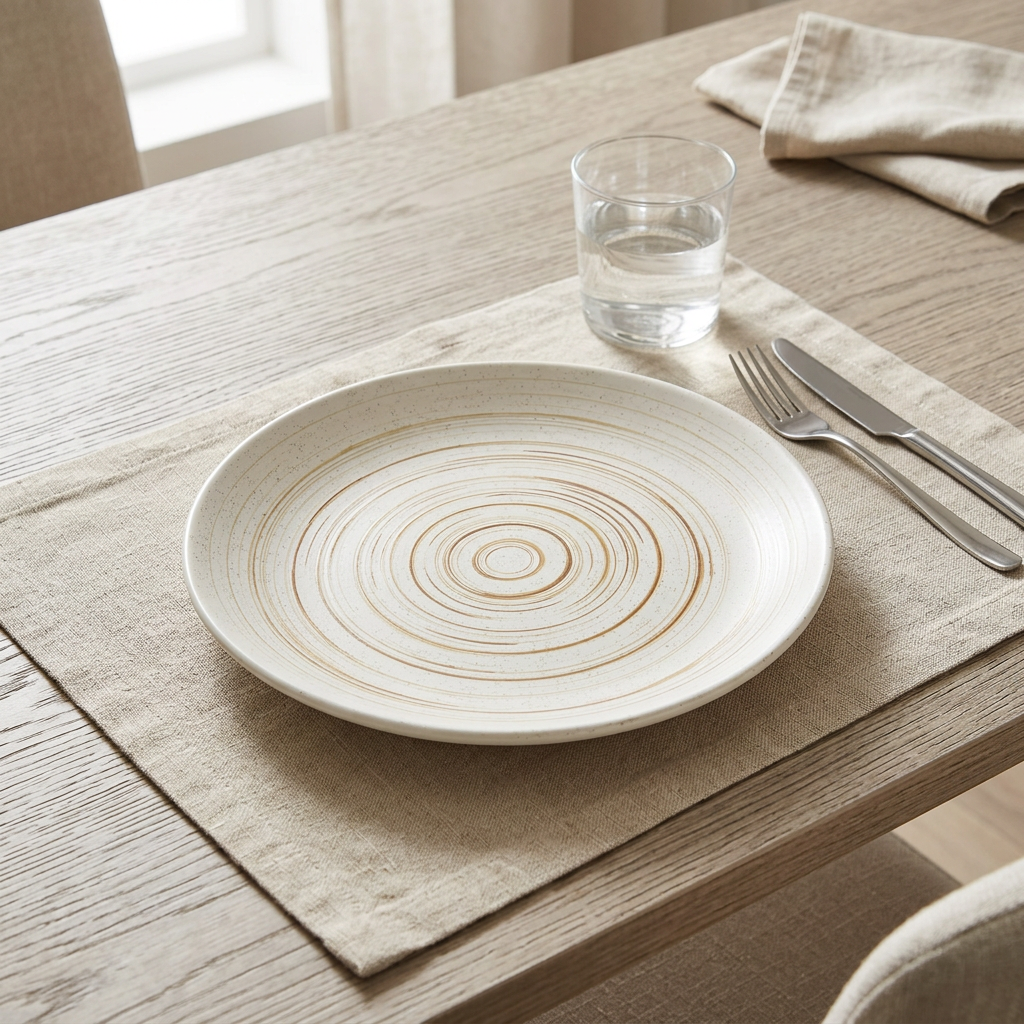 Ceramic Plate Cream and Beige - 20cm
