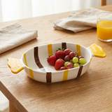 Ceramic Bowl with Yellow Handles - 20×15cm