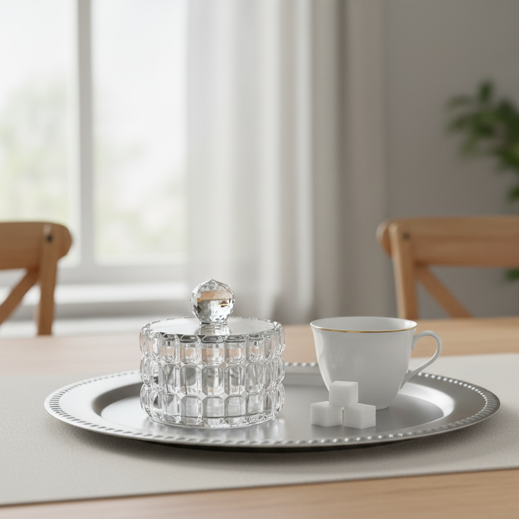 Glass Sugar Pot with Lid - 8×6cm