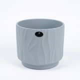 Ceramic Flower Vase with Textured Design Light Grey – 16×14cm
