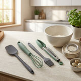 Royalford 4-Piece Silicone Kitchen Tool Set Sage Green & Grey