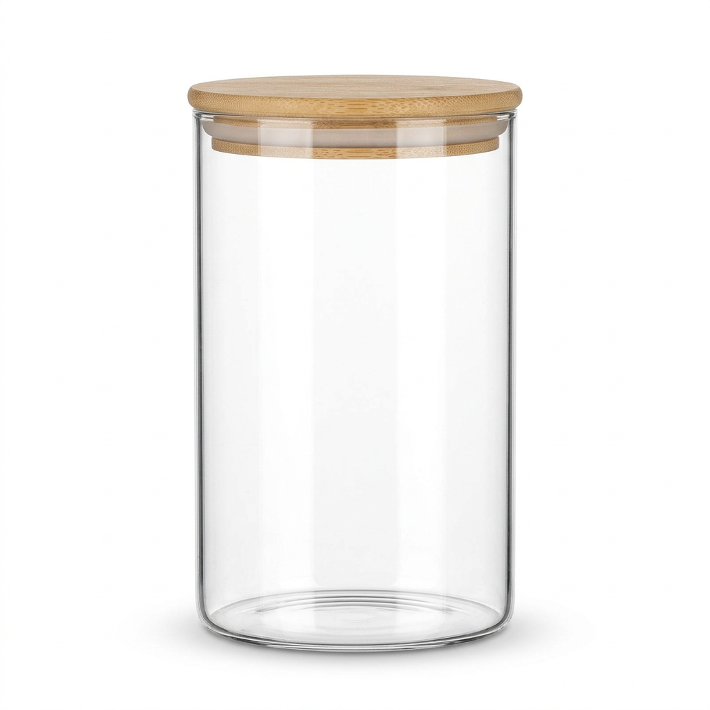 Yuniverse Glass Storage Jar with Bamboo Lid - 1050ml
