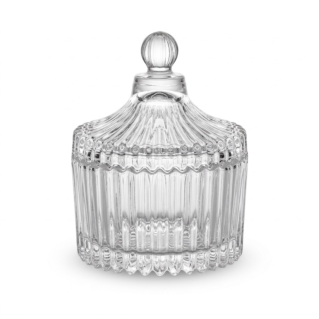 Glass Sugar Pot with Decorative Lid – 6×6cm