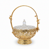 Future Star Metal & Glass Fruit Basket with Lid Gold - 25×35cm
