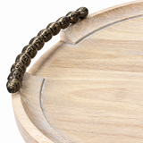 Luhpar Round Wooden Serving Tray with Decorative Handles - 40cm
