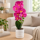 Artificial Orchid Flower Plant with Plastic Pot Magenta Pink –  42cm