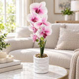 Artificial Orchid Flower Plant with Plastic Pot Pink & White – 42cm