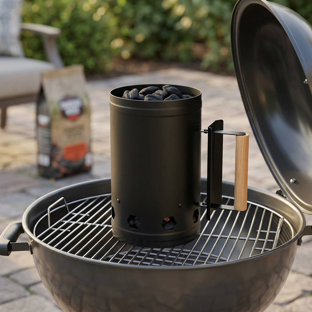 Metal Charcoal Chimney Starter with Handle - 28×17cm
