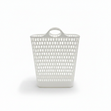 Plastic Laundry Basket with Handles – 53×47×25cm - Pink / White / Grey