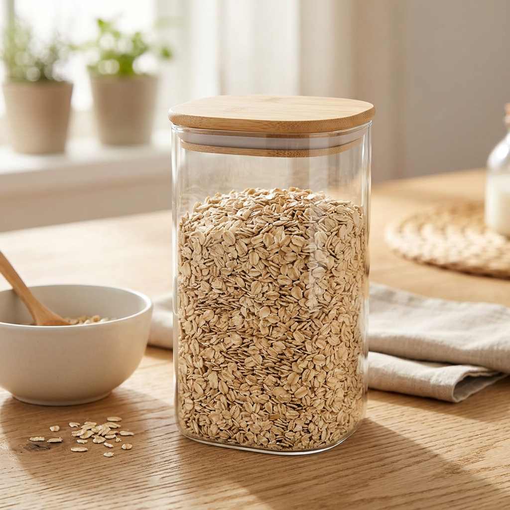 Yuniverse Glass Storage Jar with Bamboo Lid - 1 Litre