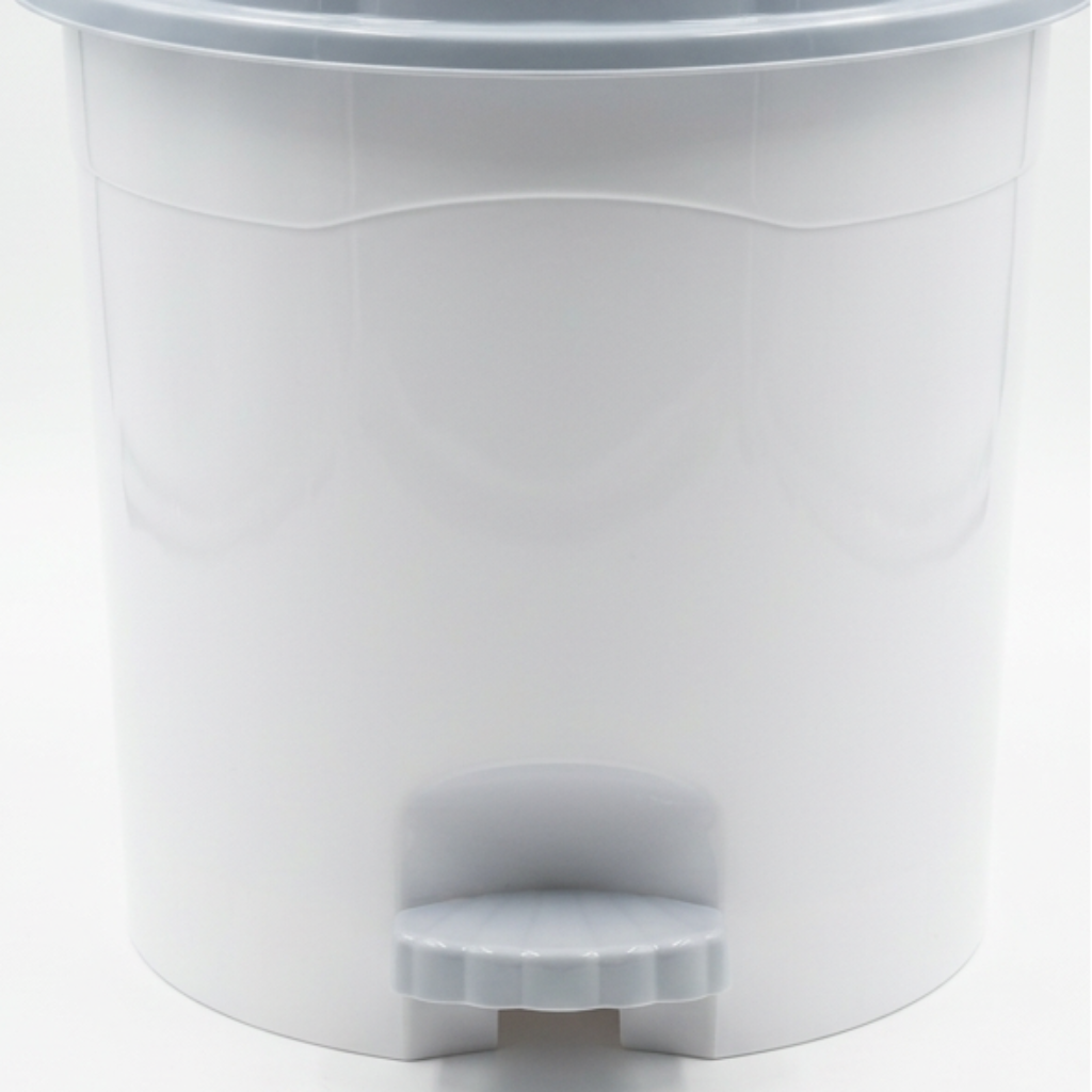 Follow Me Plastic Pedal Dustbin White with Grey - 5.5 Litre