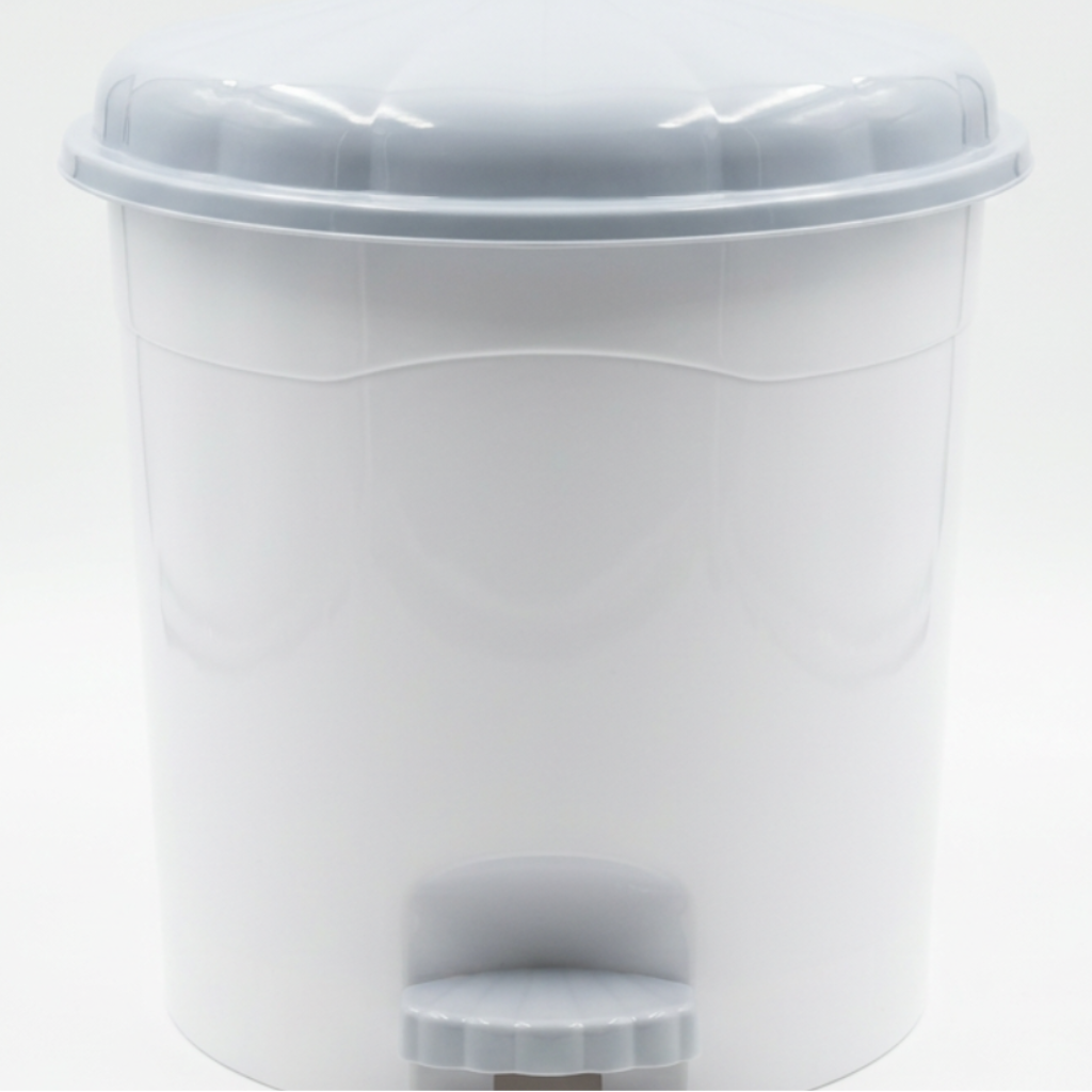 Follow Me Plastic Pedal Dustbin White with Grey - 14 Litre