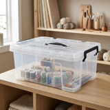 Plastic Storage Box with Lid & Black Carry Handle – 40×30cm