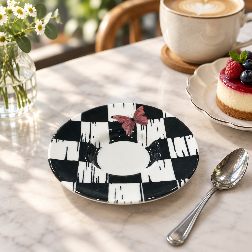 Ceramic Saucer Black and White - 13cm