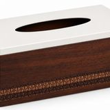 Wooden Tissue Box with Metal Lid Brown & Cream - 25×14cm