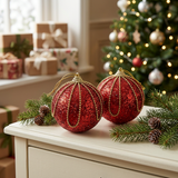 Plastic Christmas Décor Balls 2-Piece Set Red - 10cm
